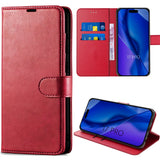 Étui portefeuille à rabat en cuir synthétique pour iPhone 16 et 17