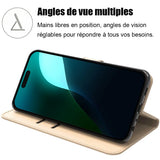 Étui portefeuille à rabat en cuir synthétique pour iPhone 16 et 17