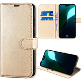 Étui portefeuille à rabat en cuir synthétique pour iPhone 16 et 17