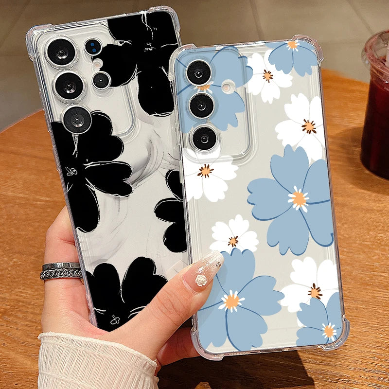Coque fleurs noires et bleues pour Samsung Galaxy