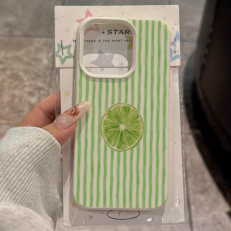 Coque Rayures vert citron