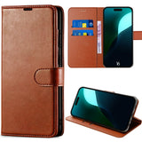Étui portefeuille à rabat en cuir synthétique pour iPhone 16 et 17