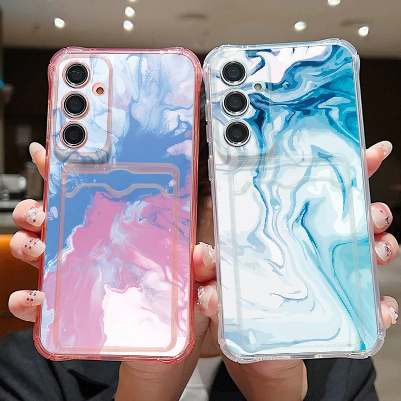 Coque marbre bleu aquarelle pour Samsung Galaxy