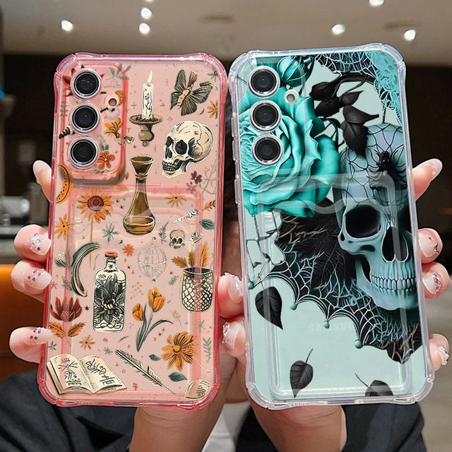 Coque gothique crâne et fleurs pour Samsu...