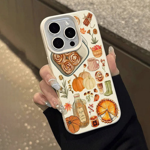Autumn Pumpkins Afternoon Tea Pattern Phone Case For iPhone 18 17 Air 16 e 15 14 13 12 11 Pro Max Plus SE 2020 2022 Funda Coque