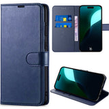 Étui portefeuille à rabat en cuir synthétique pour iPhone 16 et 17