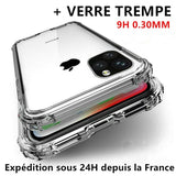 Coque antichoc transparente à coins renforcés pour iPhone