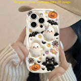 Coque Halloween Fantôme, Chat Noir et Citrouille pour iPhone