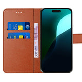 Étui portefeuille à rabat en cuir synthétique pour iPhone 16 et 17