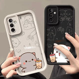 Coque Chat Mochi Pêche pour Couples pour Samsung Galaxy