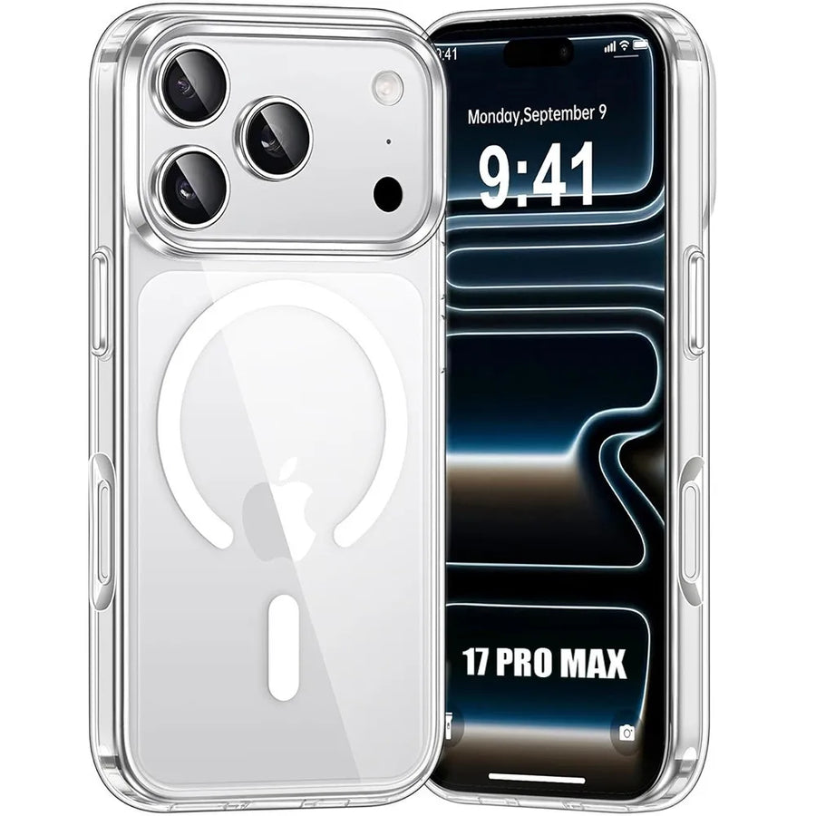 Coque transparente à cercle magnétique pour iPhone 13 à 17