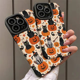Coque Halloween Chat Noir et Citrouille pour iPhone