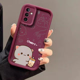 Coque Chat Mochi Pêche pour Couples pour Samsung Galaxy
